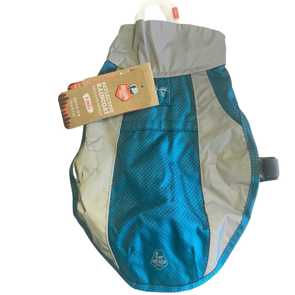 Arcadia Trail Reflective Waterproof Dog Raincoat Teal XS + Pouch
